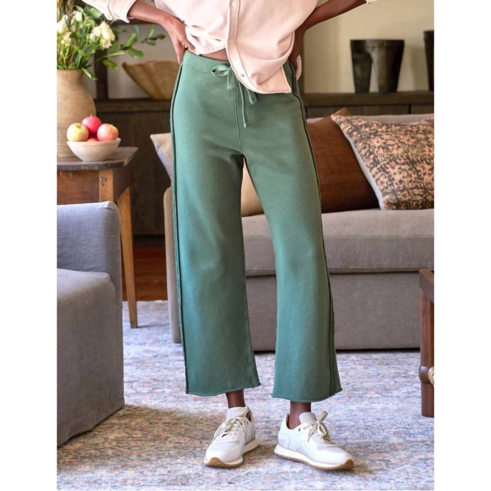 Frank & Eileen Bella Green Cropped Wide-Leg Drawstring Pants NWOT size M